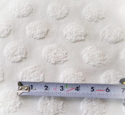 Simple Coin Pops Vintage Style Chenille Fabric Big White Dots 18x24" Quilt Material