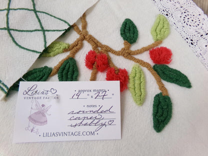 Farmhouse Cherry Vintage Chenille Bedspread Fabric 19x27" Piece