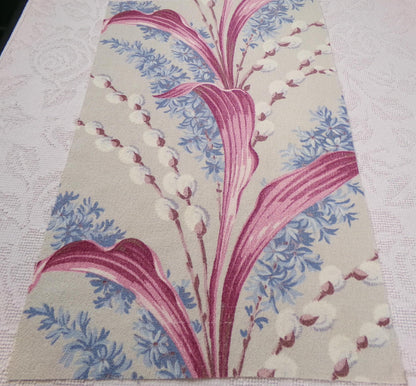 Vintage Barkcloth Fabric, Pussy Willow Design, 16x24" Piece