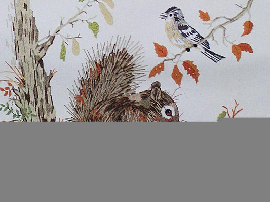 Vintage SQUIRREL and FRIENDS Crewel Embroidery Kit Paragon Stitchery 0333 Giordano