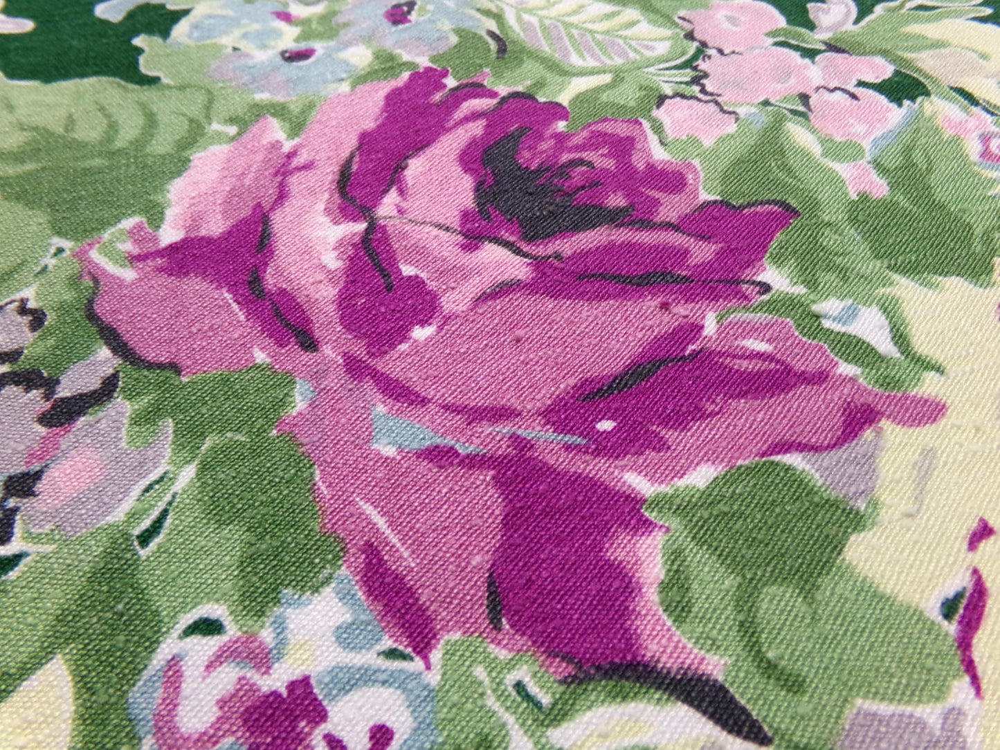 Vintage Waverly Rose Caprice Fabric Green Floral Barkcloth Style 17x18"