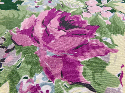 Vintage Waverly Rose Caprice Fabric Green Floral Barkcloth Style 17x18"