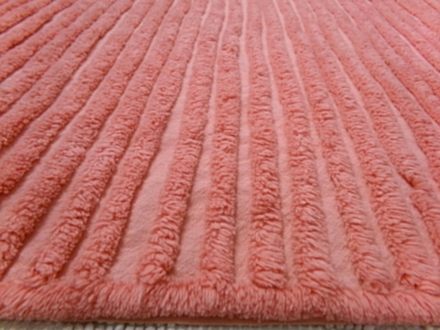 Melon Striped Vintage Chenille Bedspread Fabric, Tufted Peach Stripes, 17" x 24"
