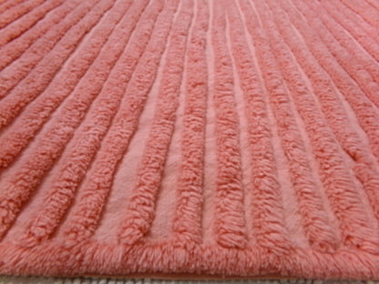 Melon Striped Vintage Chenille Bedspread Fabric, Tufted Peach Stripes, 17" x 24"