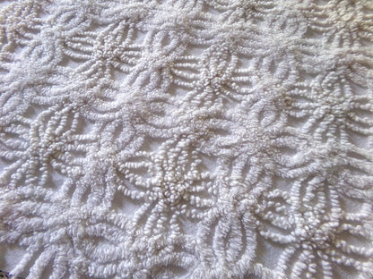 Vintage Chenille Bedspread Fabric 14.5x23" Contrast Needletuft Wedding Ring Stripe