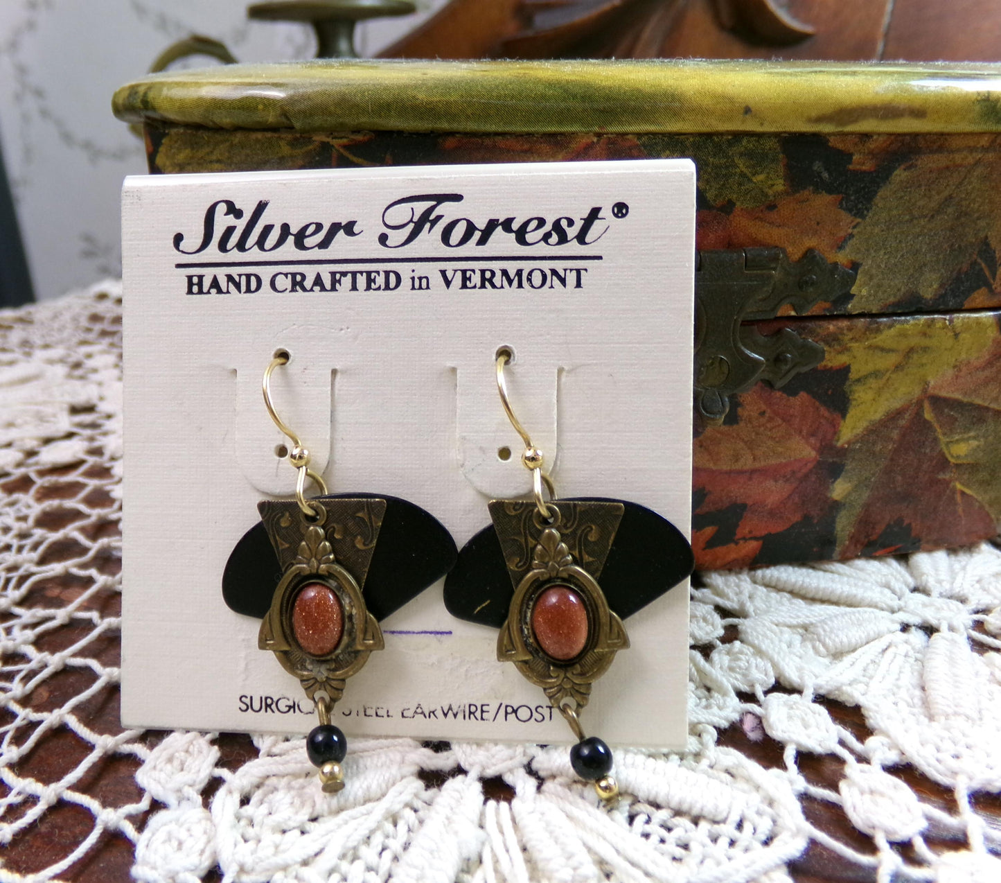 Steampunk Vintage Layered Dangle Earrings, Pierced Boho Silver Forest Vermont Jewelry