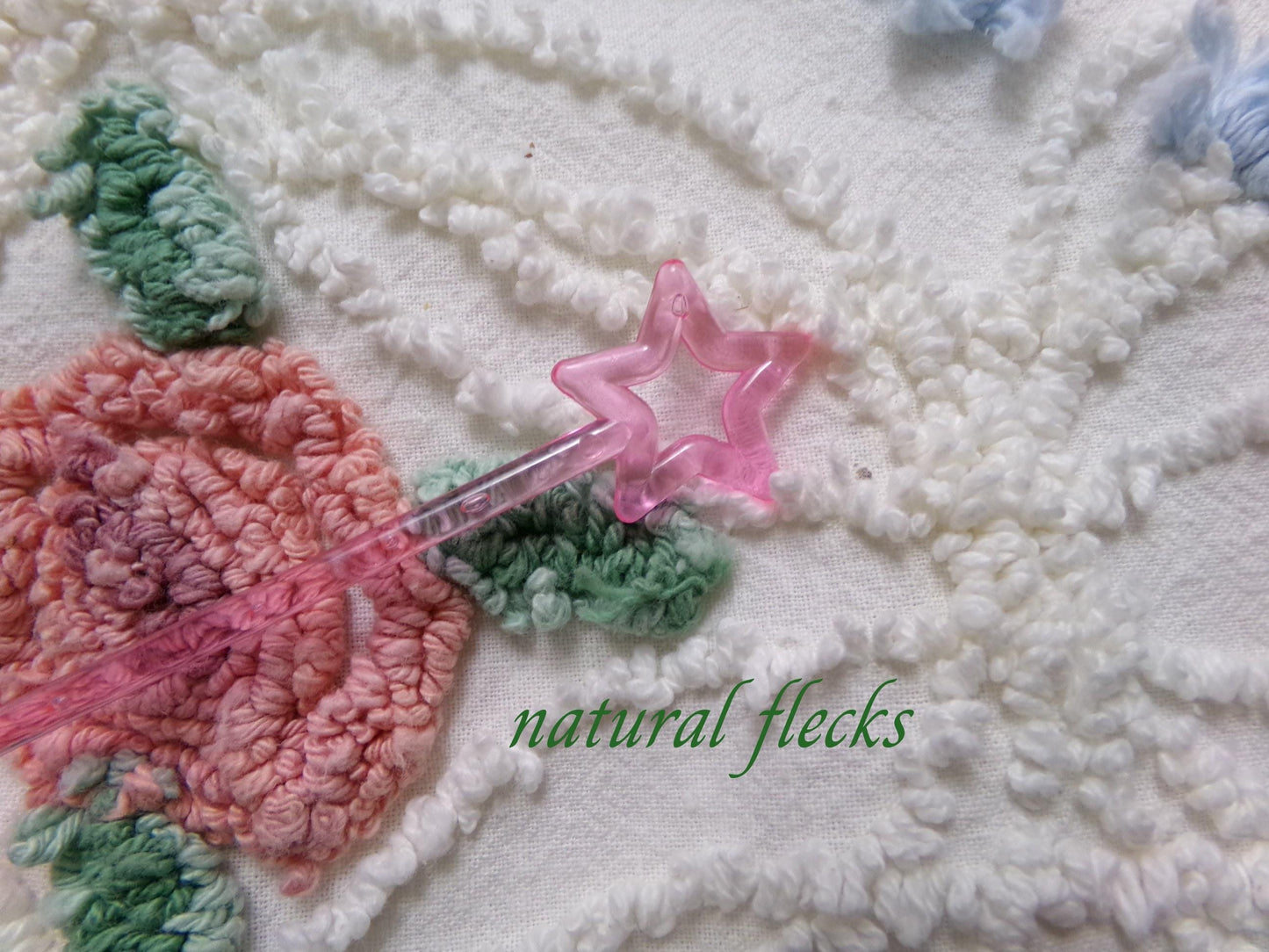 Pink Roses in Winter Vintage Chenille Bedspread Fabric, Romantic 22" x 20" Piece Sewing Material