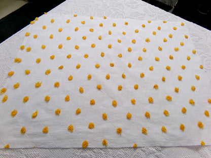 Little Golden Dots Vintage Chenille Fabric, tufted pops lightweight sewing craft quilt material, 18" x 24" piece