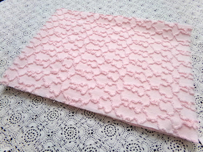 Pink Links Vintage Chenille Bedspread Fabric 18x24" Pc Textured Quilting Material