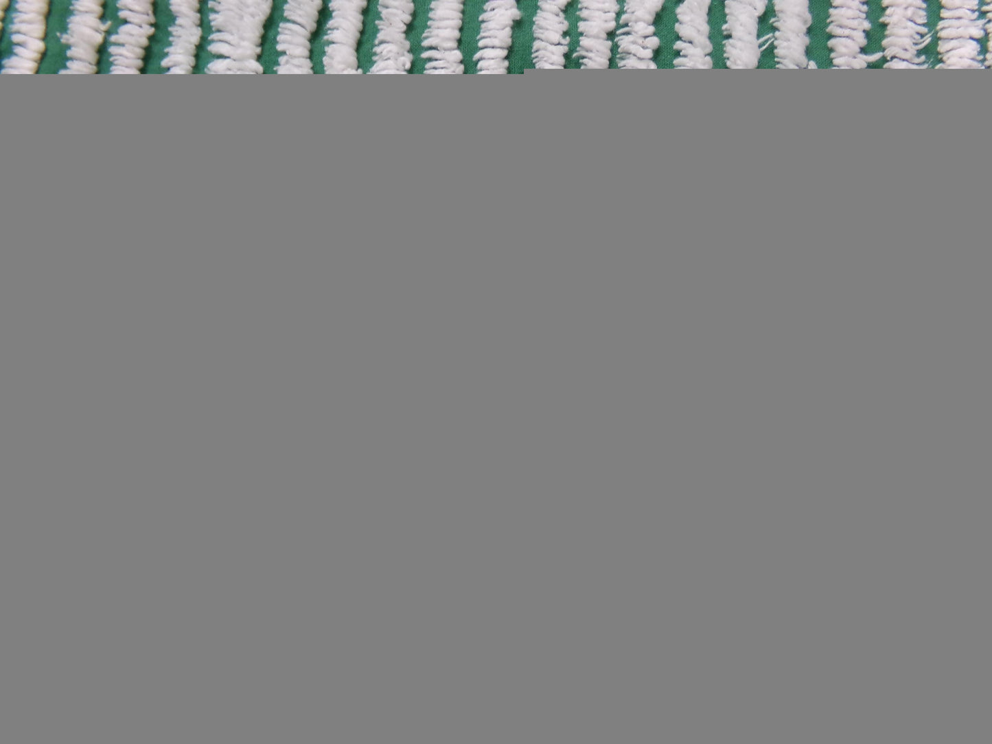 Evergreen & Snow White Vintage Chenille Bedspread Fabric, Geometric Stripes 15" x 27" piece
