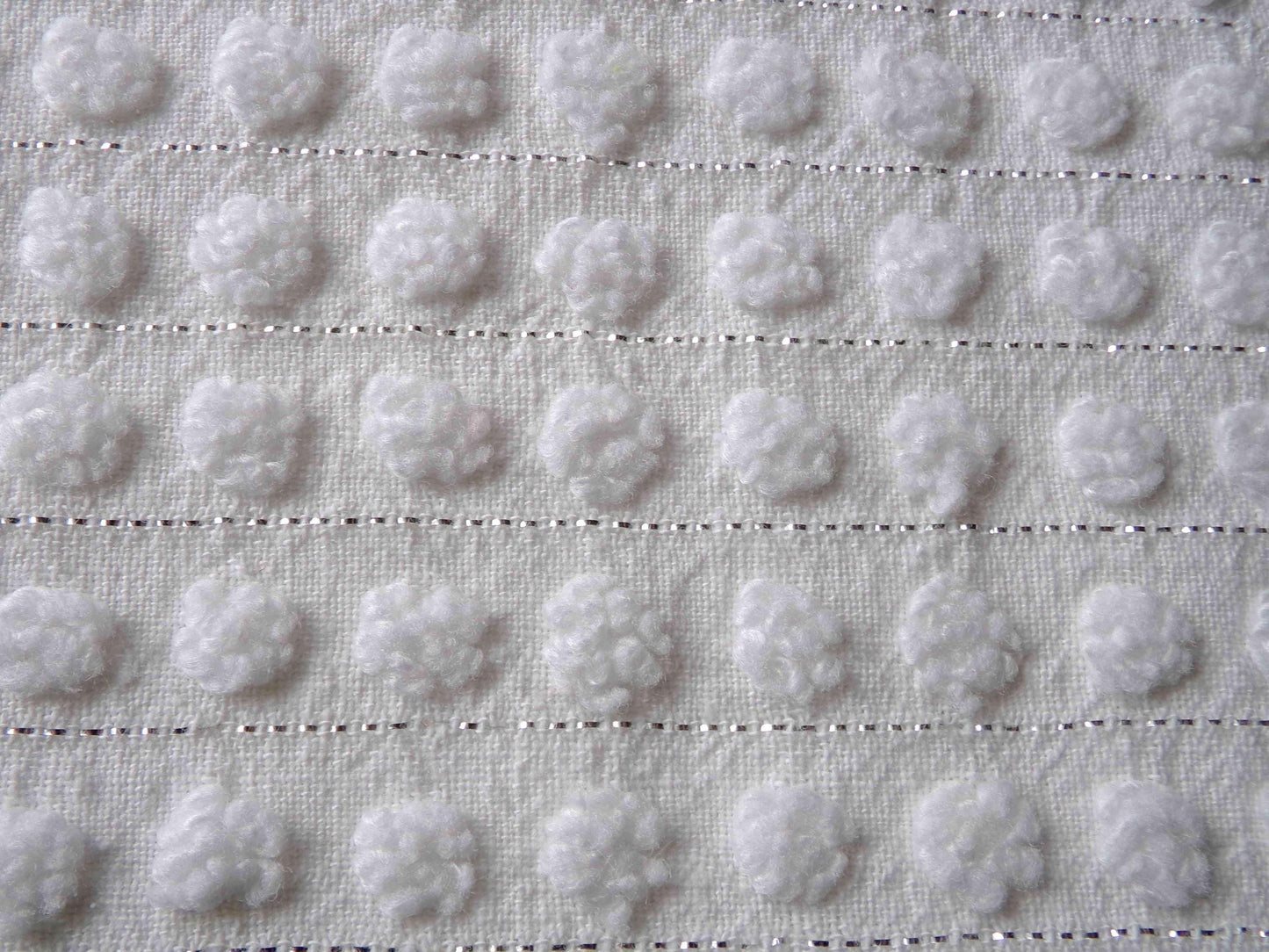 Simple White Pop Chenille Fabric, 20" x 24" inch Vintage Morgan Jones Piece, cotton blend with silver shimmer lurex