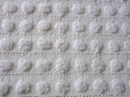 Simple White Pop Chenille Fabric, 20" x 24" inch Vintage Morgan Jones Piece, cotton blend with silver shimmer lurex