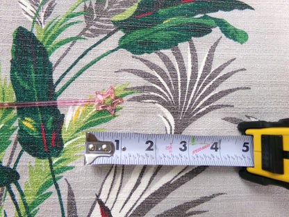 Vintage Barkcloth Fabric in Rare Hummingbird Tropical Design, Midcentury Tropical Craft Material, 16" x 19"