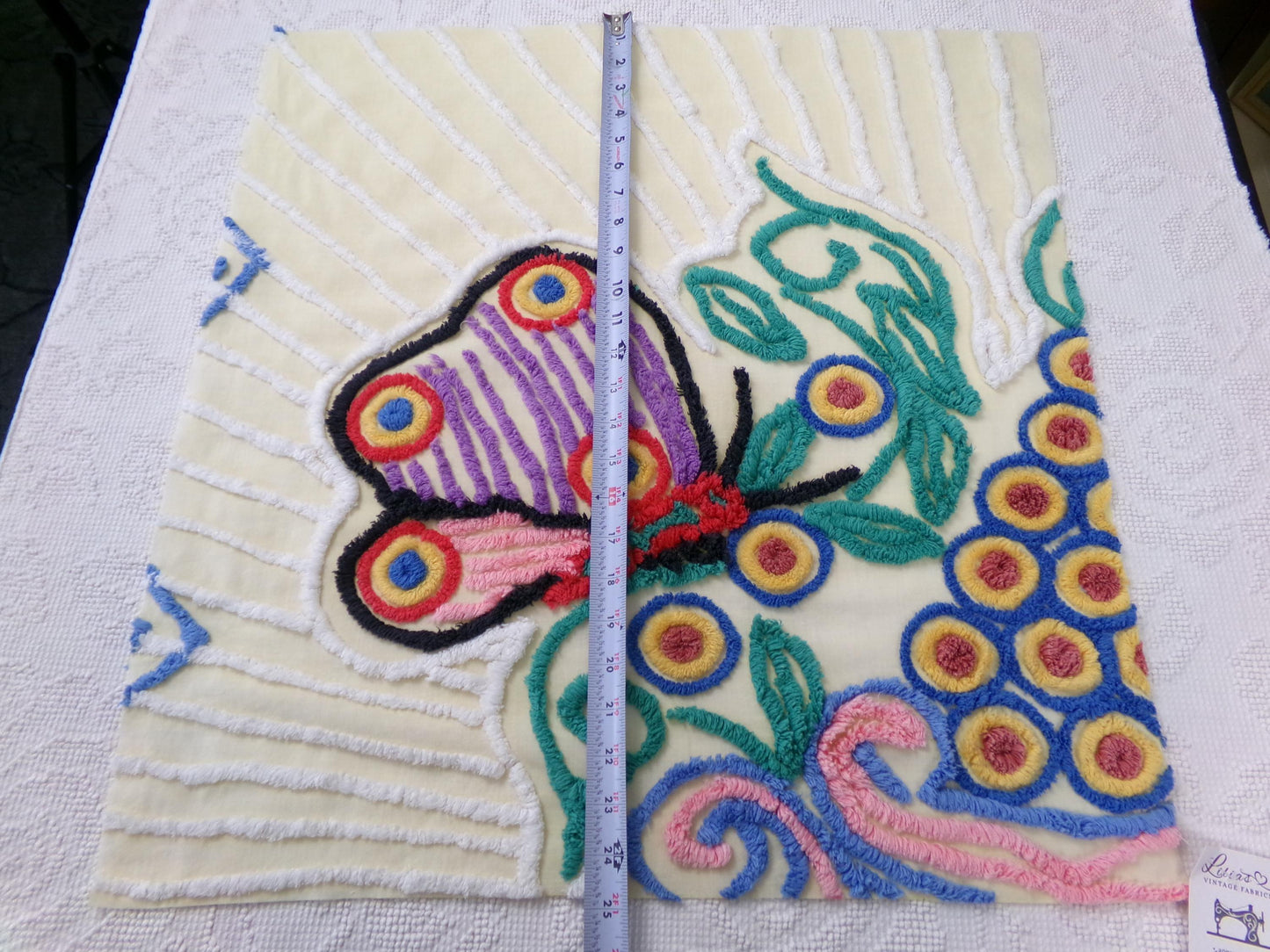 mystic butterfly vintage chenille fabric, heavenly 22" x 24" pc sewing material