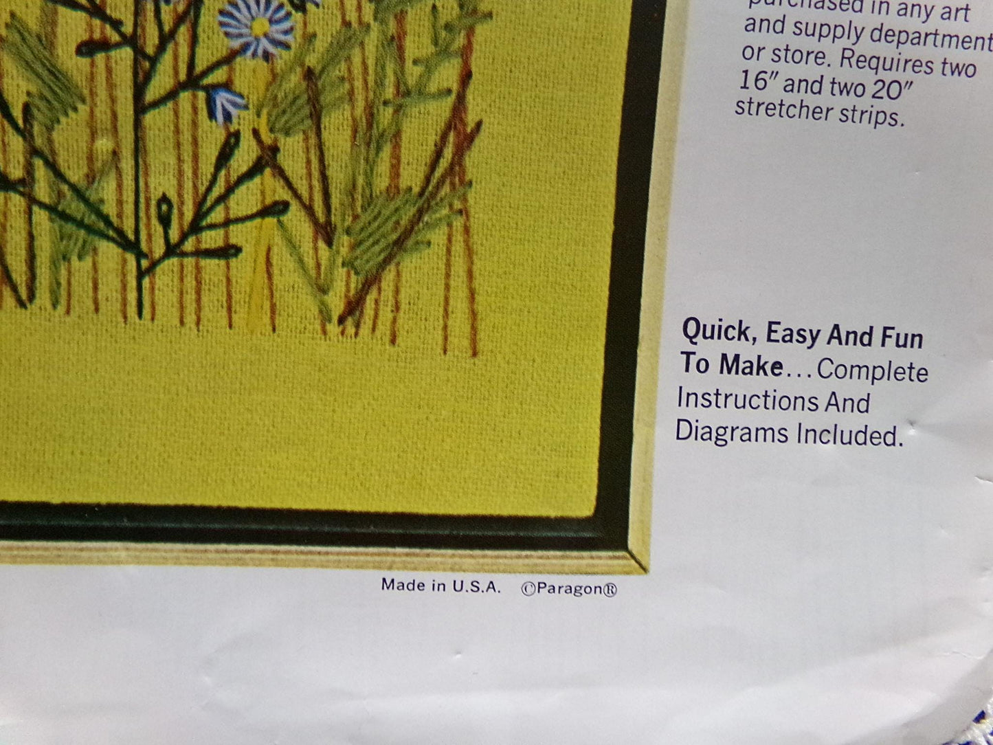 FIELD FLOWERS Vintage Crewel Embroidery Kit Paragon Needlecraft 0930 Boho Wall Art