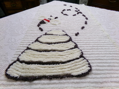 Busy Bee Vintage Chenille Bedspread Fabric, Novelty Sewing Material 15" x 28" Piece
