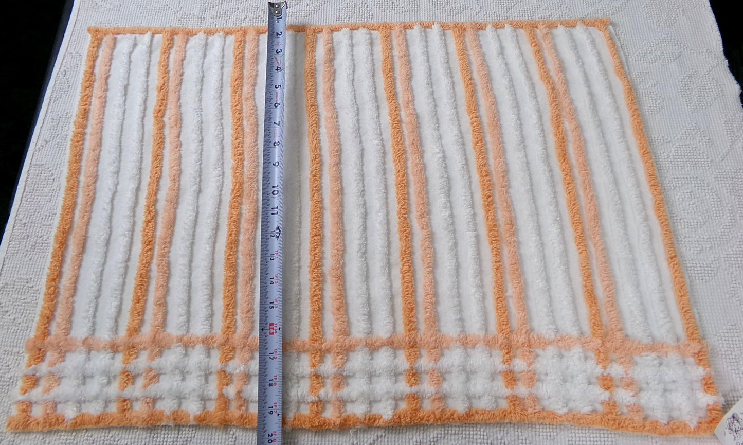 Peach & White Striped Vintage Chenille Fabric, versatile sewing craft quilt material, 18" x 25" piece