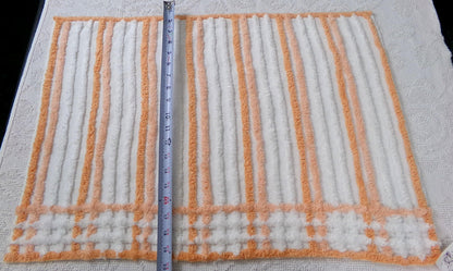 Peach & White Striped Vintage Chenille Fabric, versatile sewing craft quilt material, 18" x 25" piece