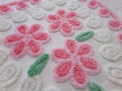 Sweet Heart Pink Vintage Chenille Fabric: Romantic Valentine Design 18" x 27" Piece Sewing Material for Quilts & Crafts