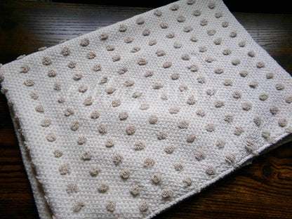 Sand Dune Vintage Chenille Fabric, Cute Dots on a Woven Sandy Brown & White Bkgd, 18" x 24" Inch Piece, Neutral Color