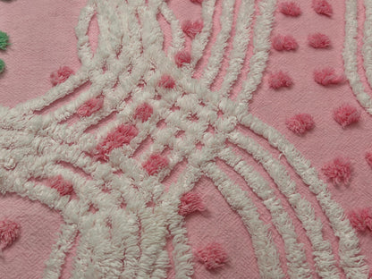 Vintage Pink Floral Chenille Fabric, Cottage Style 20x30" Quilting Sewing Textile