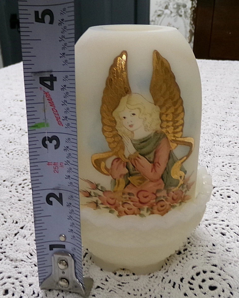 Vtg Fenton Fairy Lamp Angel Praying Heavenly Pink Roses Handpainted Jackson #10