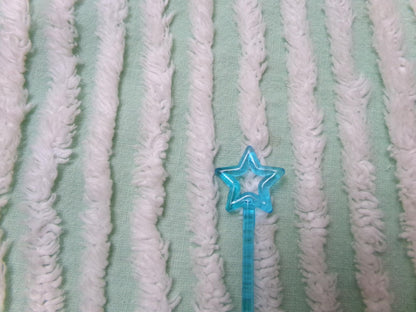 Vintage Mint Green Chenille Bedspread Fabric, White Multidirectional Stripe 24x21"