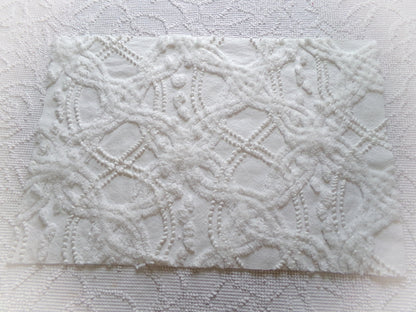 elegant white eternity links vintage chenille fabric, 12" x 18" piece of cotton sewing material for crafts, quilts, pillows