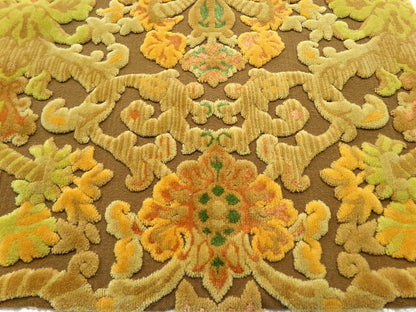 vintage cut velvet fabric, rusty coppertone boho tapestry style Bates design, 12" x 20" cut piece, for wallhanging, small bags