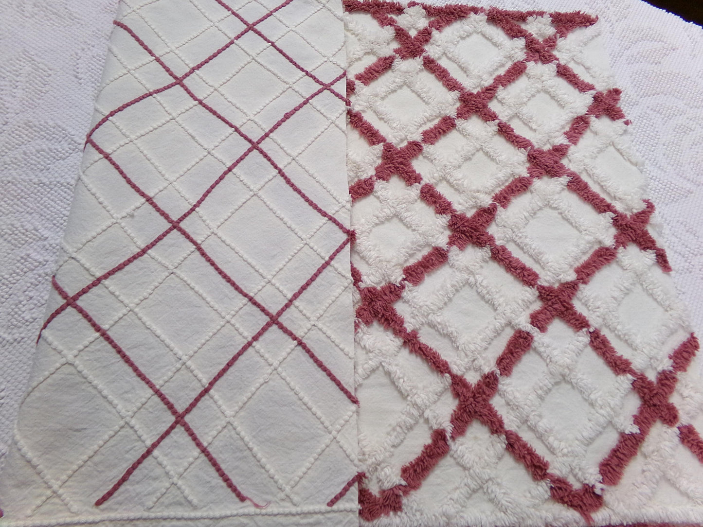 cozy plaid vintage chenille fabric, farmhouse style sewing & quilt material, 18" x 25" piece