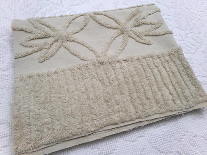 Mocha Sands Vintage Chenille Fabric, Simple Star Floral Sewing & Quilt Material 26" x 20" Piece
