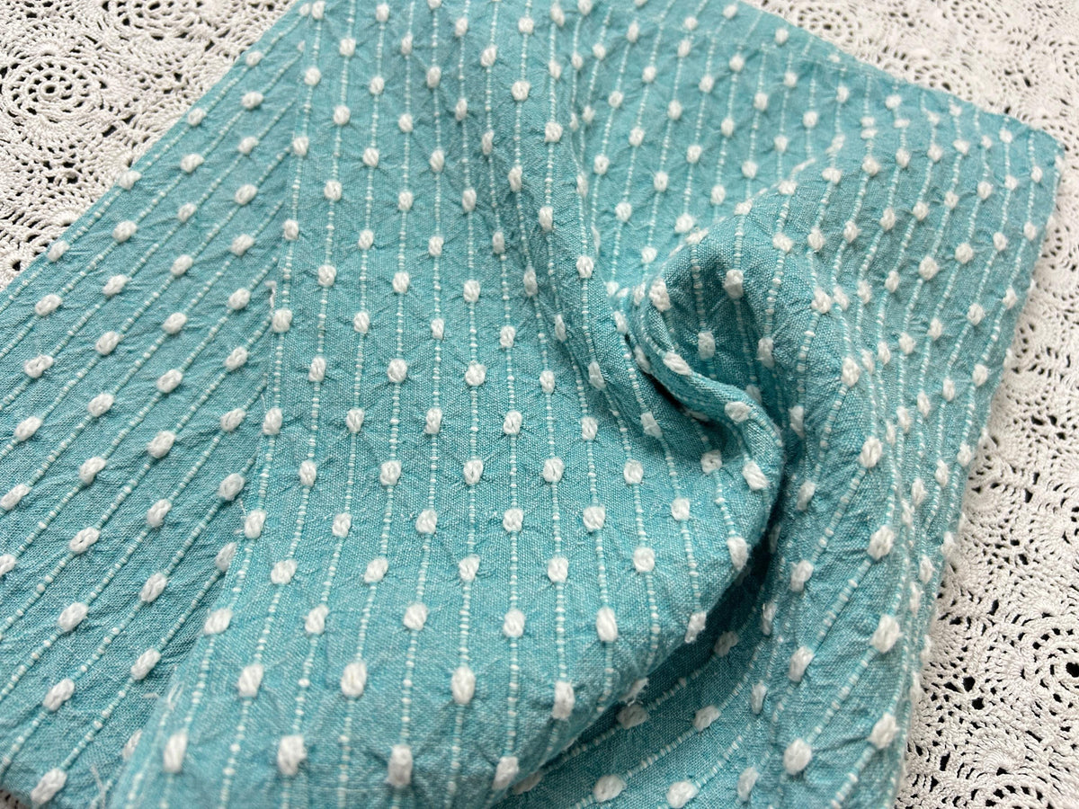 Raindrop Vintage Woven Chenille Fabric 19x23", Bates Nubby Pinstripe Quilt Material