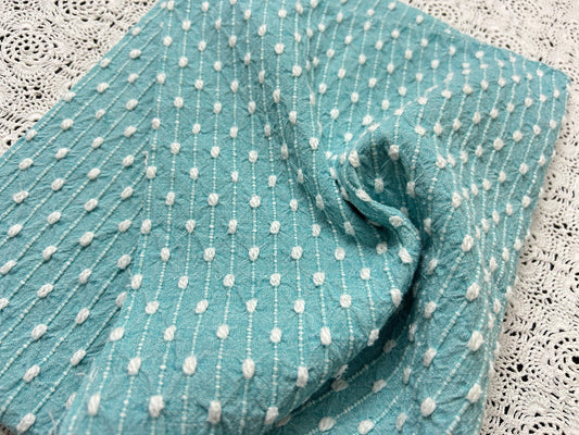 Raindrop Vintage Woven Chenille Fabric 19x23", Bates Nubby Pinstripe Quilt Material
