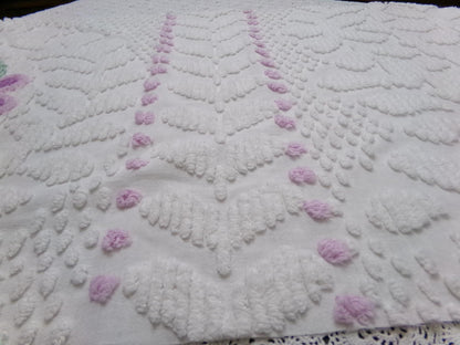 Lone Lilac Vintage Chenille Bedspread Fabric 19x36" Pc Lightweight Quilting Material