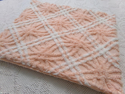 creamsicle peach vintage chenille fabric, textured 18" x 24" quilt material
