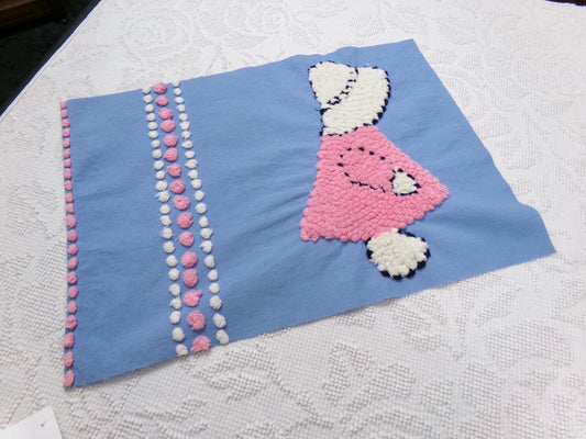 lone little girl vintage chenille bedspread fabric, quilt sewing material, 12" x 17.5"