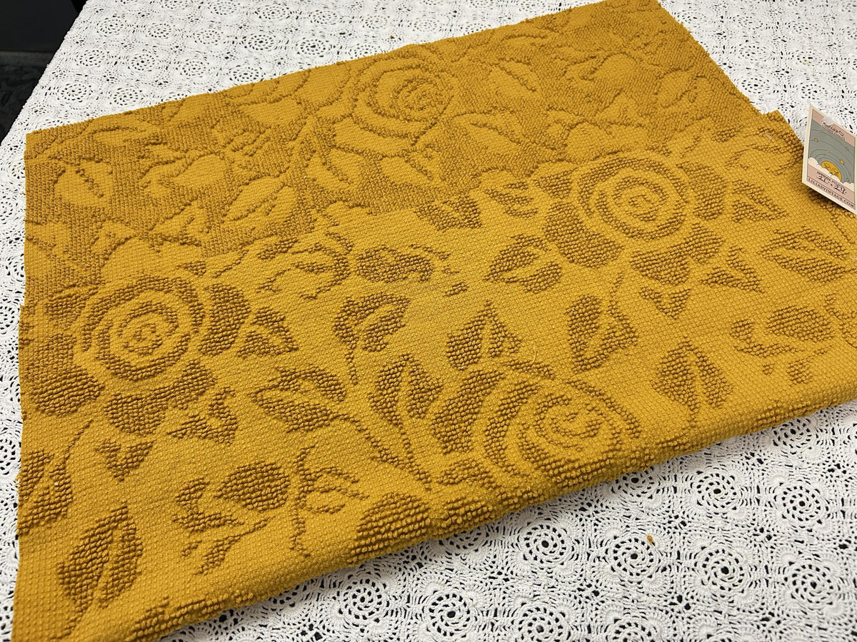 Boho Rose Vintage Chenille Fabric, Saturated Harvest Gold Woven 21x24" Piece