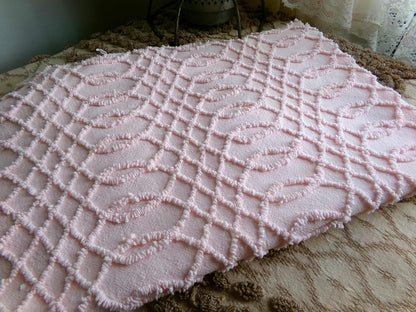 Chic Pink Eternity Links Vintage Chenille Fabric, 18x25" piece