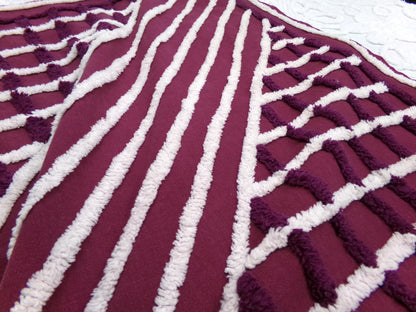 Dramatic Vintage Chenille Fabric, split road design, sewing craft quilt material 20" x 24" piece