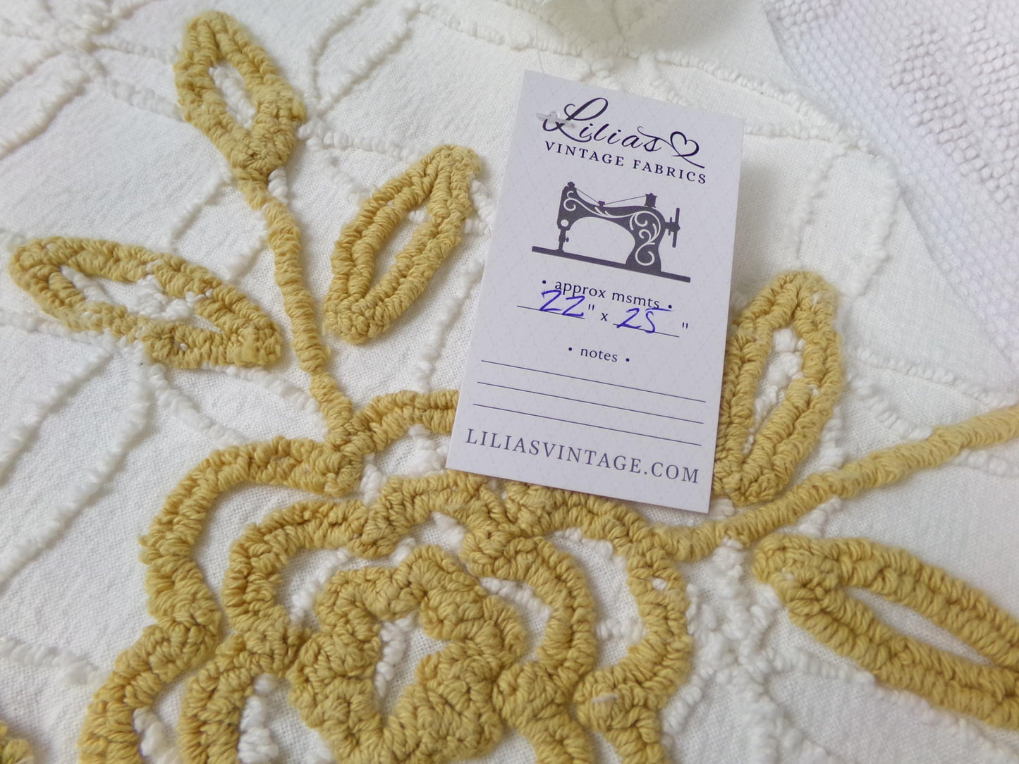 Vintage Chenille Fabric Piece, Compass Rose Sewing & Quilt Material 22" x 25"
