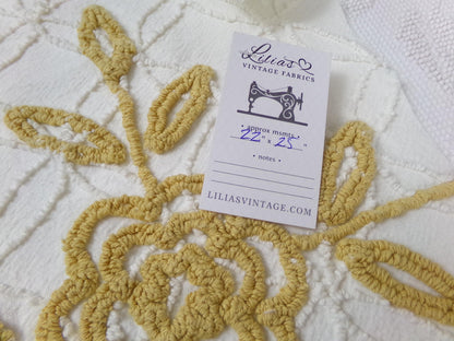 Vintage Chenille Fabric Piece, Compass Rose Sewing & Quilt Material 22" x 25"