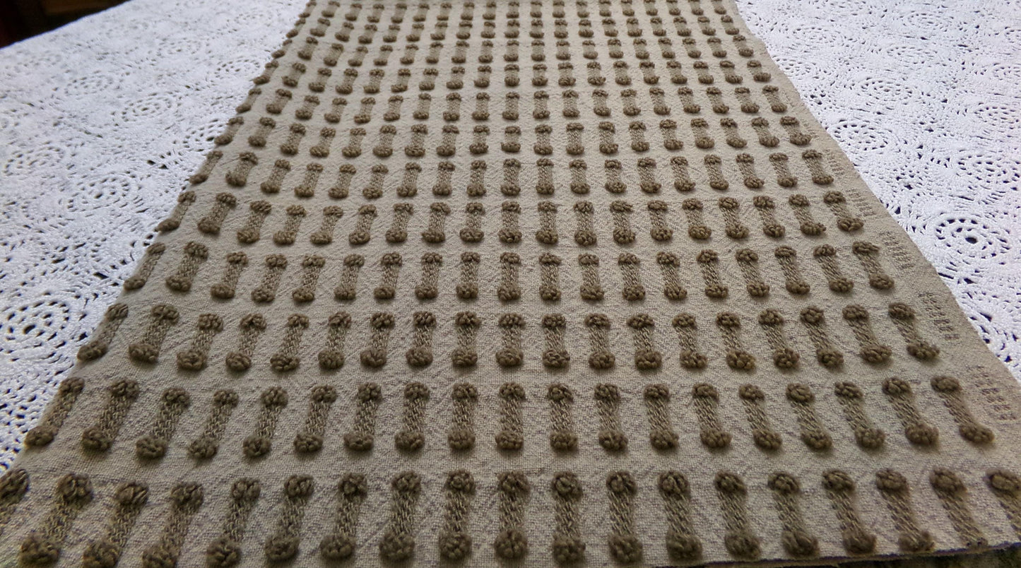 Boho Brown Barbells Vintage Chenille Bedspread Fabric 18" x 24"