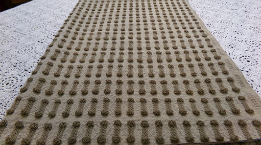 Boho Brown Barbells Vintage Chenille Bedspread Fabric 18" x 24"
