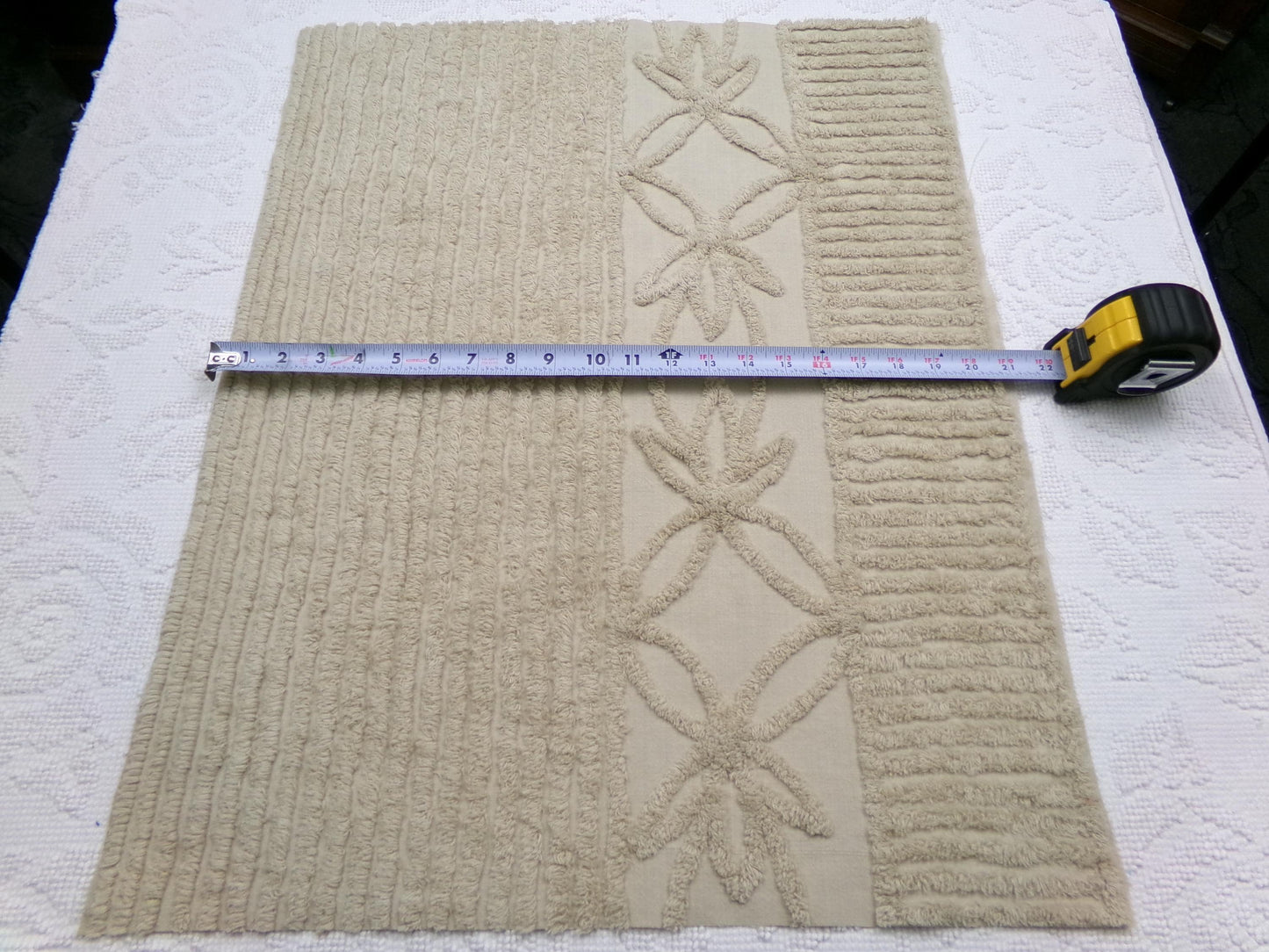 Mocha Sands Vintage Chenille Fabric, Simple Star Floral Sewing & Quilt Material 26" x 20" Piece
