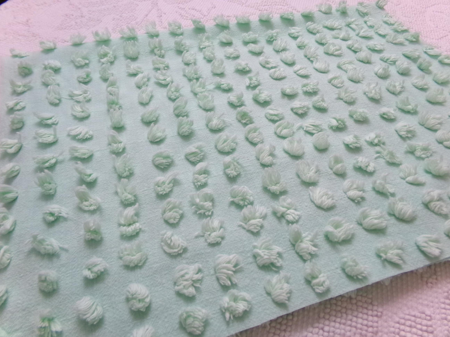 Seafoam Green Windswept Pops Vintage Chenille Fabric, Sewing & Quilt Material 18" x 24"