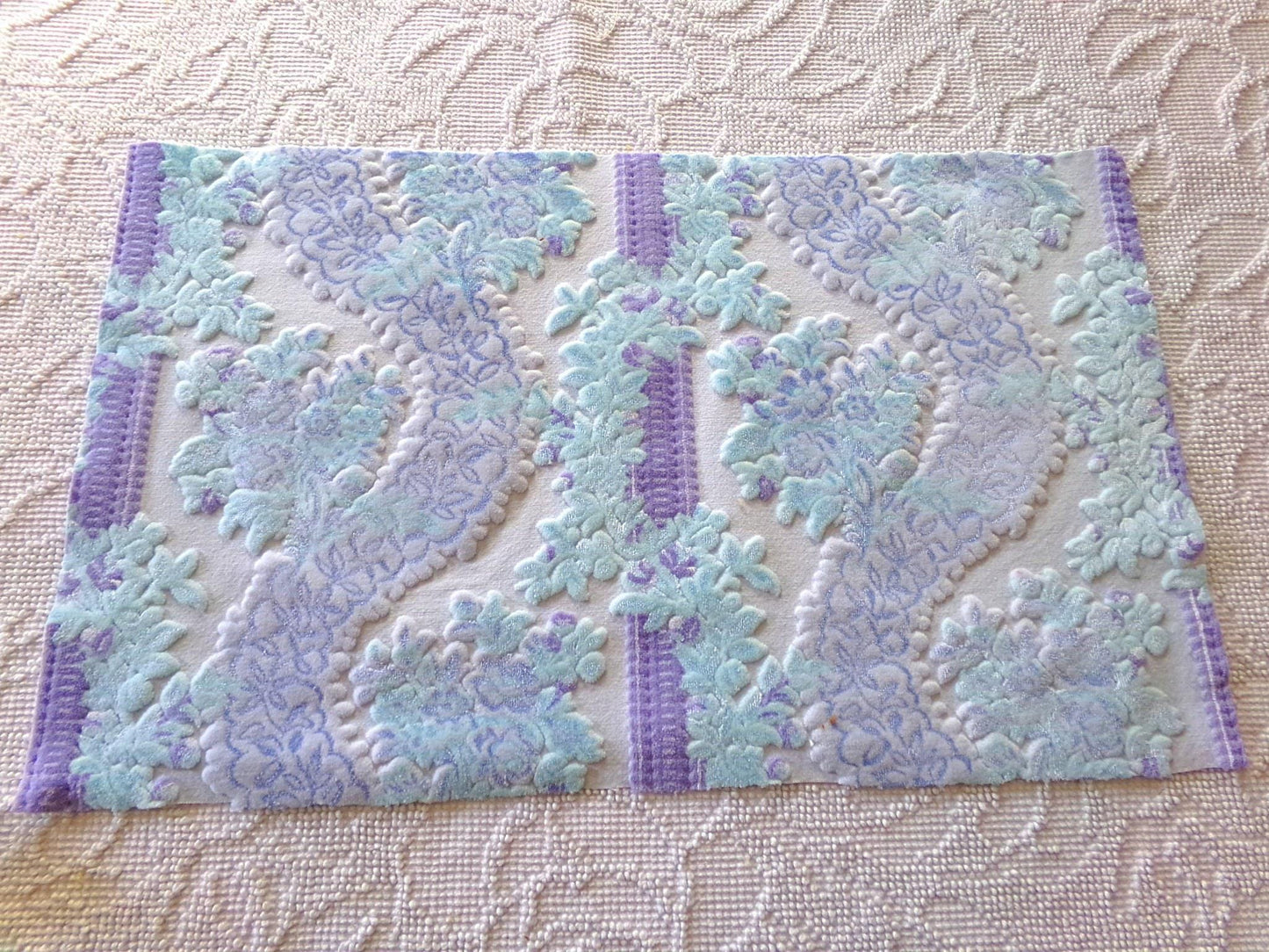 cut velvet fabric starry shimmer luxury Bates vintage tapestry chenille material, 12" x 21" inch piece ideal in totes & bags