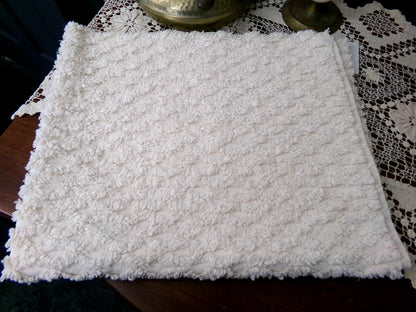 Simple Vanilla Vintage Chenille Fabric, tufted lattice design, sewing craft quilt material, 20" x 24" piece