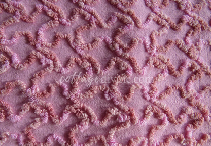 pink marbleized squiggle vintage chenille fabric, great unique texture, 25" x 20" piece of sewing material for quilting & crafts