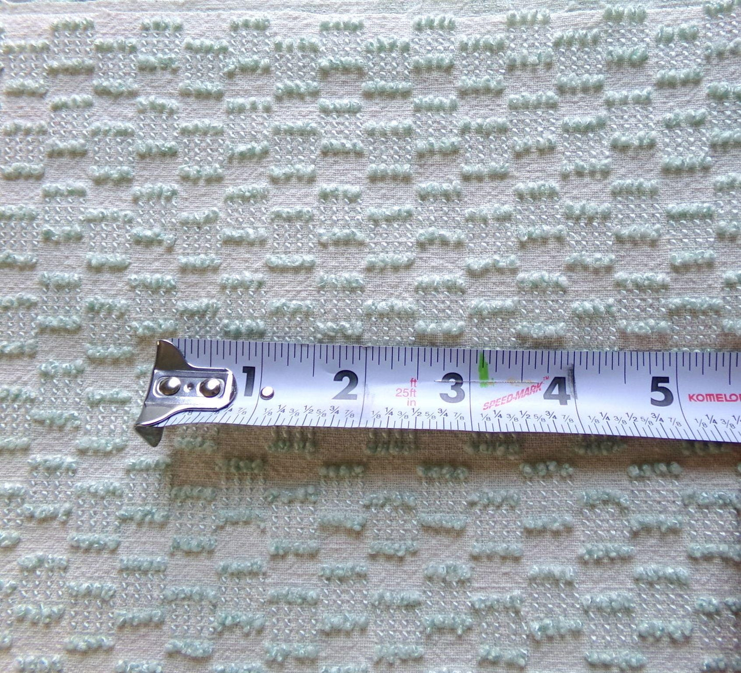 sage green vintage chenille fabric, mini ladder textured design, 18" x 24" inch piece of quilt material for sewing & crafts