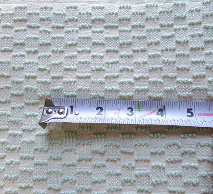 sage green vintage chenille fabric, mini ladder textured design, 18" x 24" inch piece of quilt material for sewing & crafts